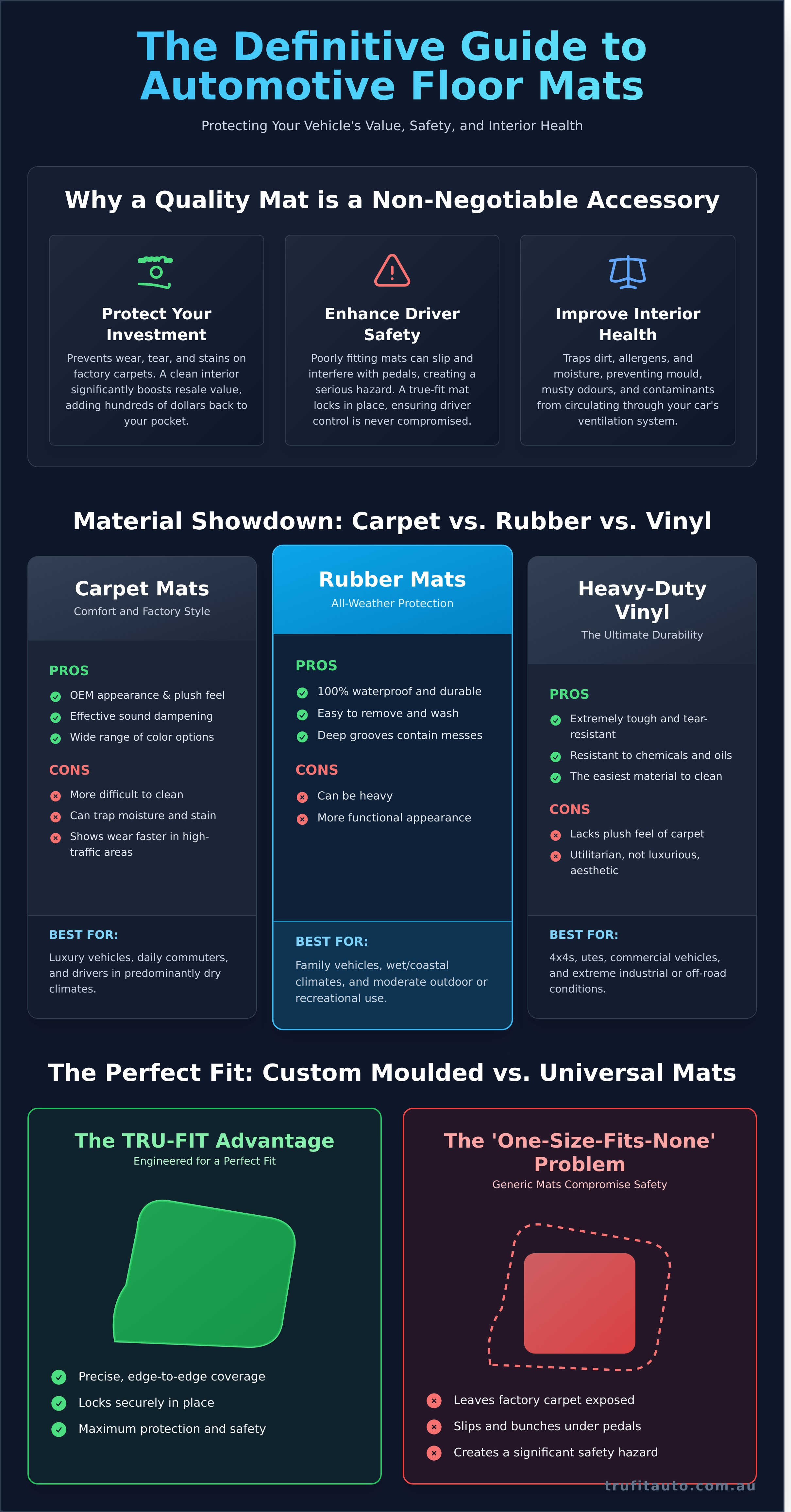 Automotive floor mat infographic - visual guide