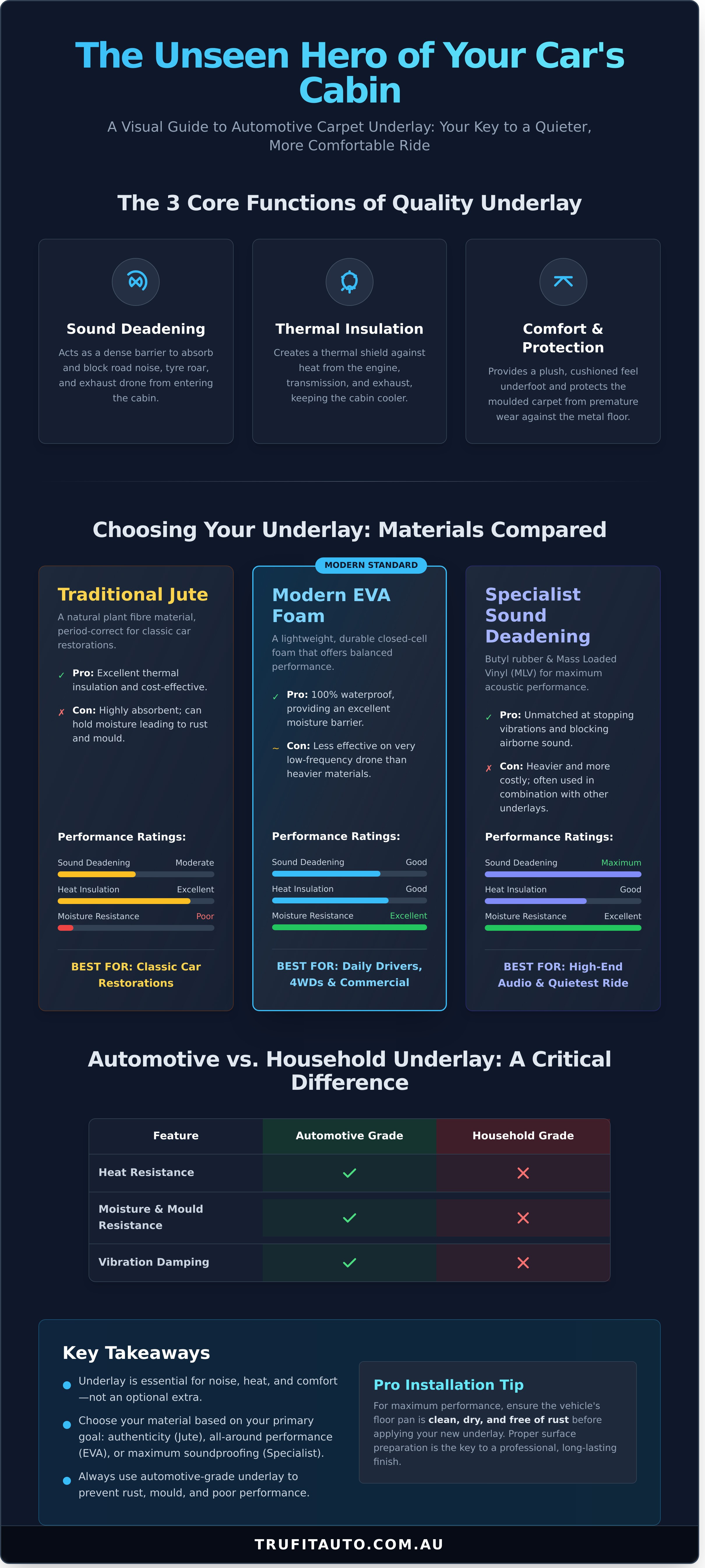 Flooring carpet underlay infographic - visual guide