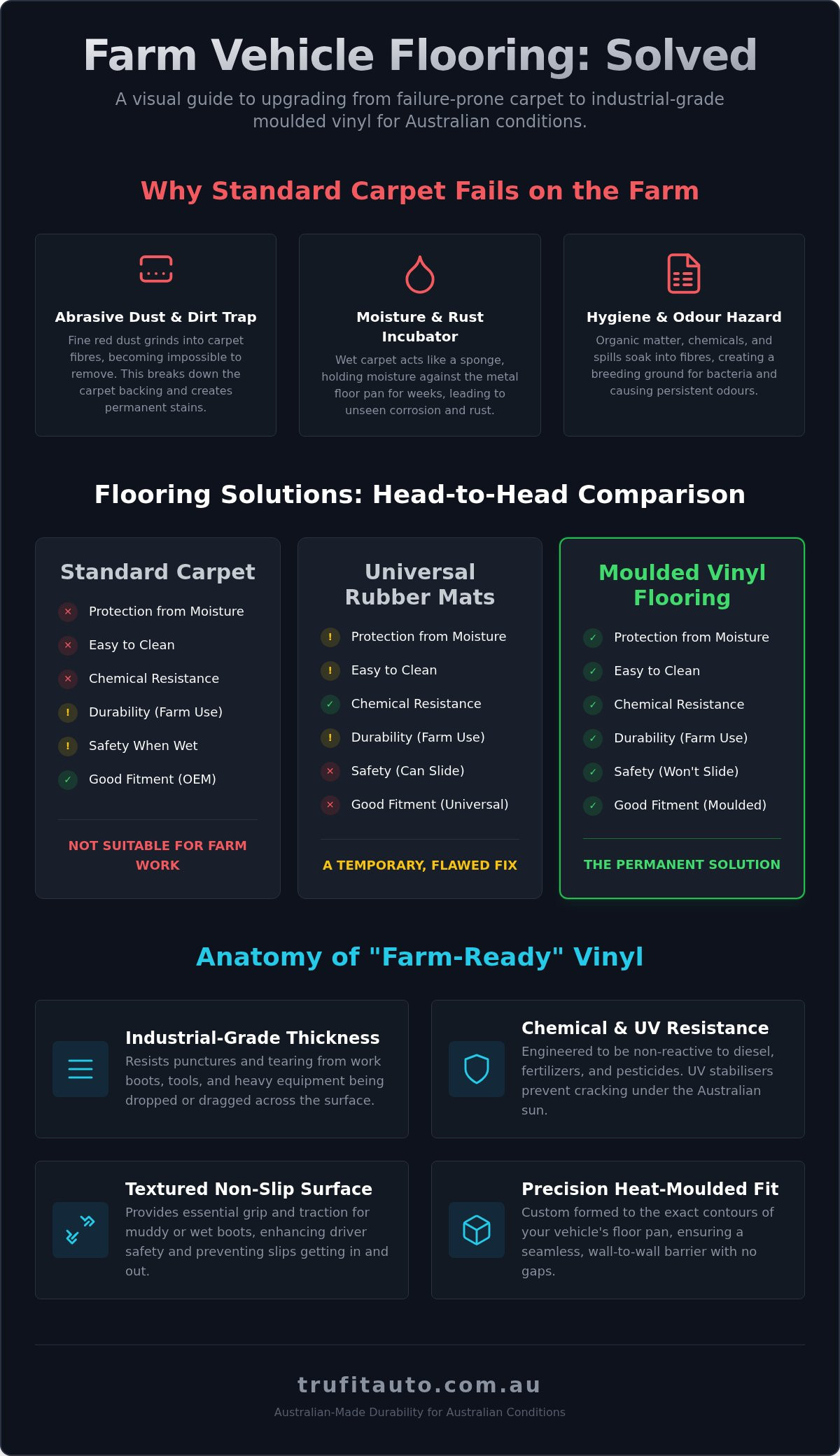 Easy to clean vinyl flooring for farm vehicles australia